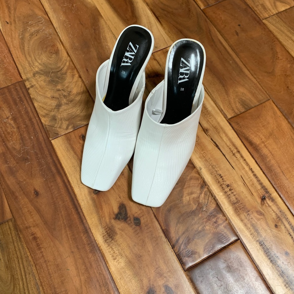 Zara White Mules